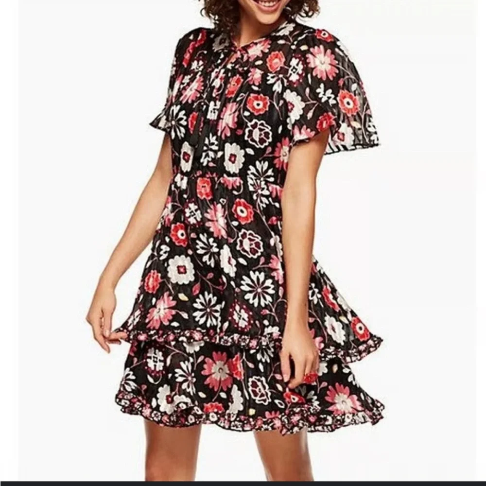 Kate Spade Casa Floral Silk Midi Dress